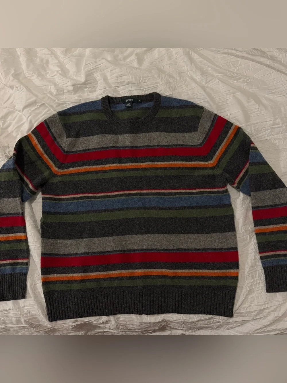 J.Crew Unisex Striped Wool Sweater Sz Medium. Measurements In Photos